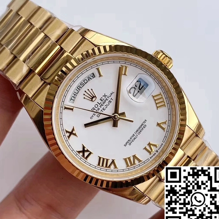 White Time M128238 Dial Roman Factory Rolex EW Day-Date Scale 0417